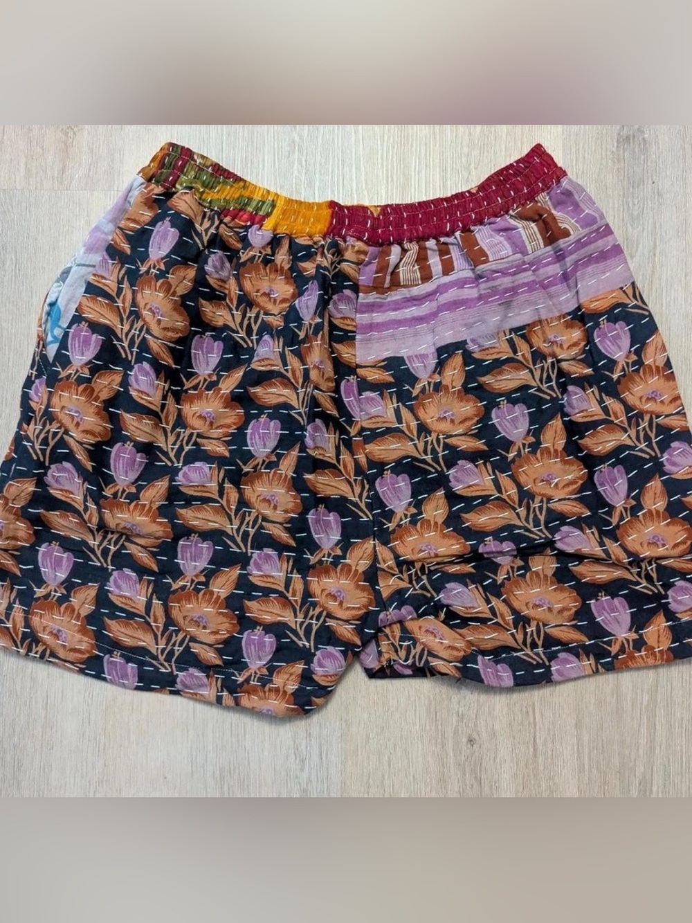 Upcycled kantha shorts